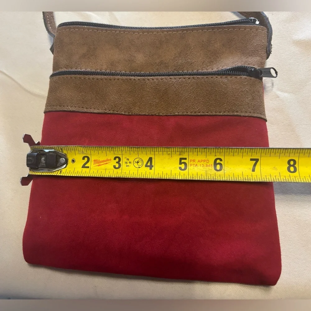 Guatemalan Cross Body Red Brown‎ Boho Pocket 7.25”x 8.5” Small